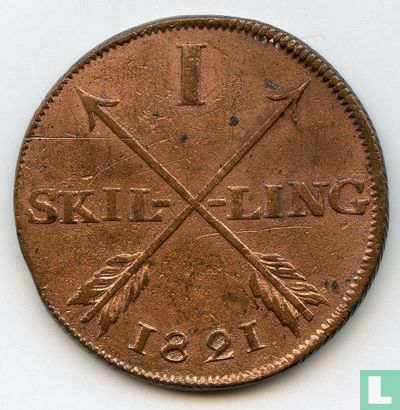 Sweden 1 skilling 1821 - Afbeelding 1