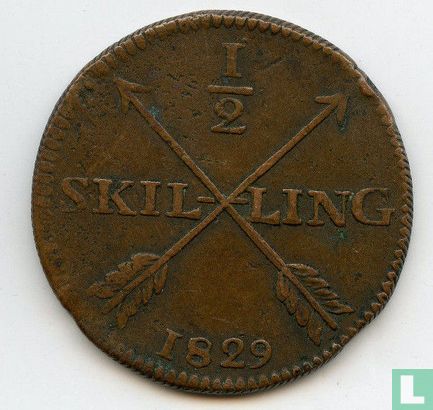 Sweden ½ skilling 1829 - Image 1