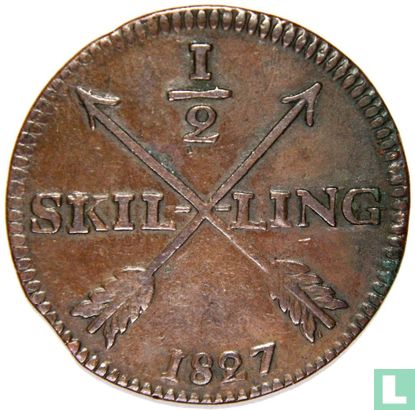 Suède ½ skilling 1827 - Image 1