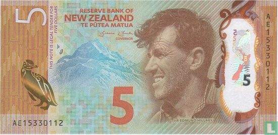 New Zealand 5 Dollars by  - Image 1