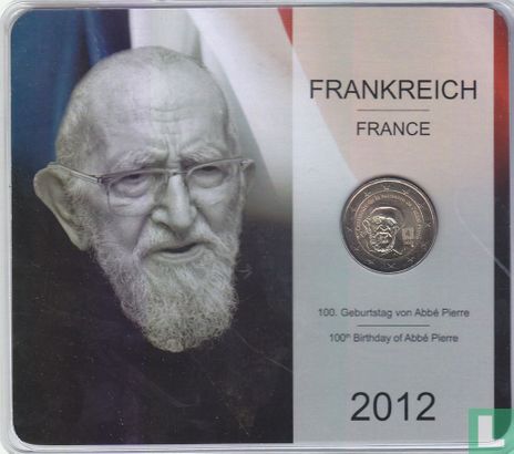 Frankrijk 2 euro 2012 (coincard) "100th anniversary of the birth of Henri Grouès named L'abbé Pierre" - Afbeelding 1