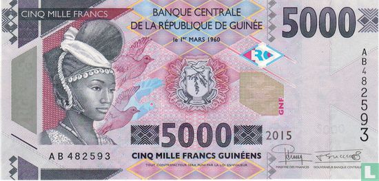 Guinée 5.000 Francs  - Image 1