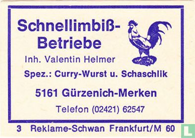 Schnellimbiss- Betriebe - Valentin Helmer