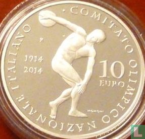 Italië 10 euro 2014 (PROOF) "CONI - 100 years of the foundation" - Afbeelding 1