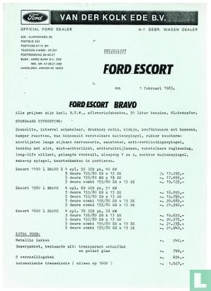 Ford Escort Bravo prijslijst