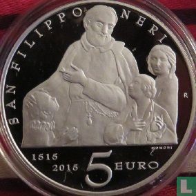 Italy 5 euro 2015 (PROOF) "500th anniversary of the birth of St. Philip Neri" - Image 1