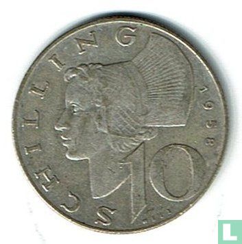 Austria 10 schilling 1958 - Image 1