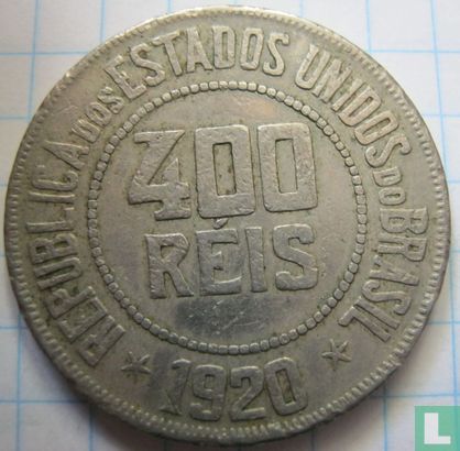 Brazilië 400 réis 1920 - Afbeelding 1