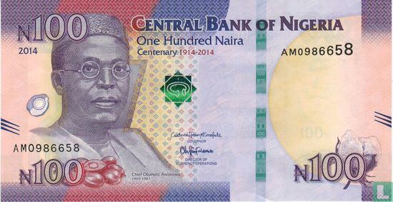 Nigeria 100 Naira 2014 - Bild 1