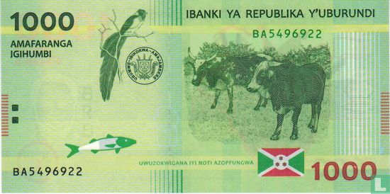 Burundi 1.000 Francs 2015 - Afbeelding 1