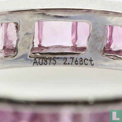 9 kt white gold eternity ring band with 28 pink sapphire - Image 3
