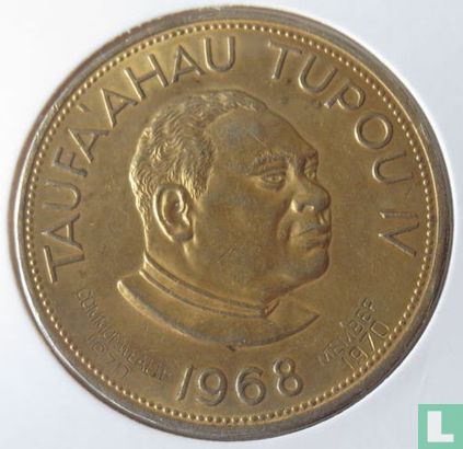 Tonga 1 Pa’anga 1968 (vergoldeten Kupfer-Nickel - mit Gegenstempel COMMONWEALTH MEMBER 1970) - Bild 1