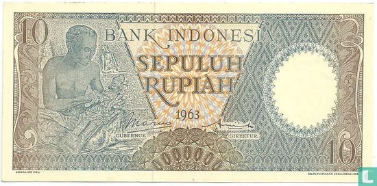 Indonesia 10 Rupiah 1963 - Image 1