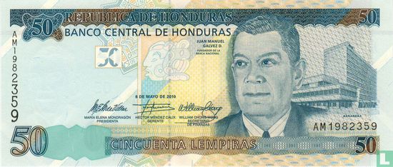 Honduras 50 Lempiras 2010 - Afbeelding 1