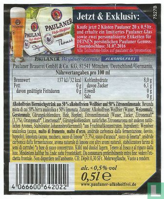 Paulaner Weißbier-Zitrone (alkoholfrei)  - Image 2