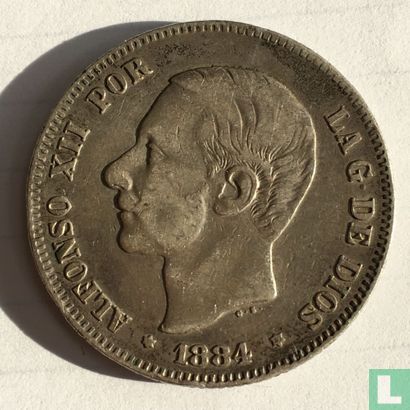 Spanje 2 peseta 1884 - Afbeelding 1