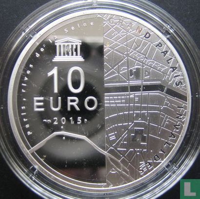 Frankrijk 10 euro 2015 (PROOF) "Seine river banks - Grand Palais - Invalides" - Afbeelding 1