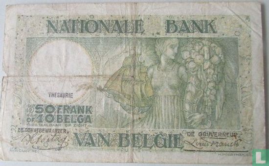 Belgique 50 Francs / 10 Belgas 1937 - Image 2