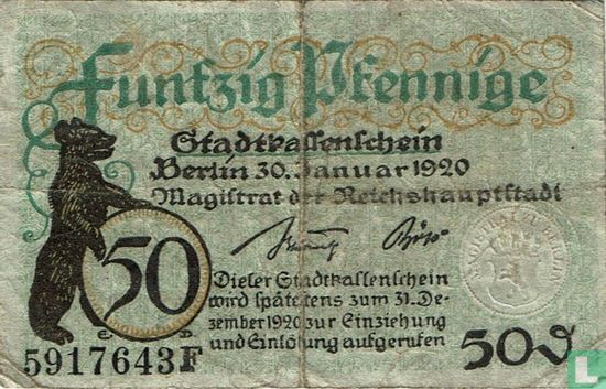 Berlin, Stadt 50 Pfennige 30.01.1920 - Image 1