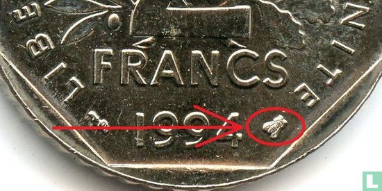 France 2 francs 1994 (abeille) - Image 3