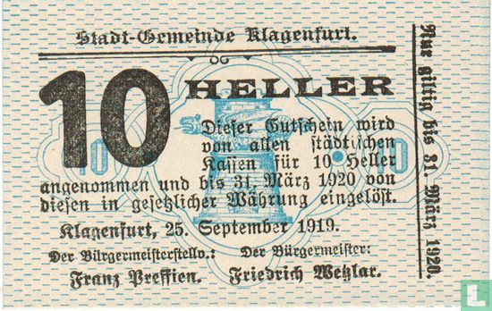 Klagenfurt 10 Heller 1919 - Image 1