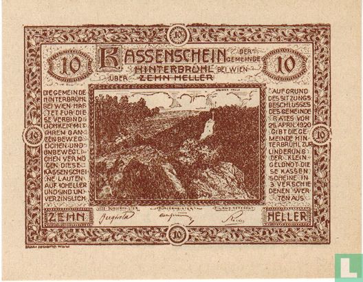 Hinterbrühl 10 Heller 1920 (Husarentempel) - Afbeelding 1