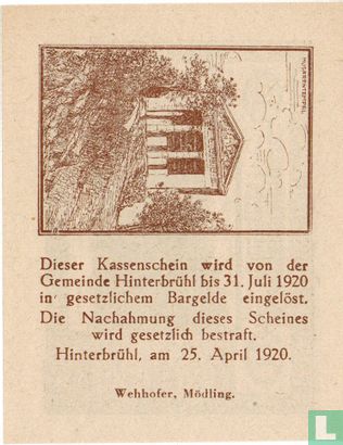 Hinterbrühl 10 Heller 1920 (Husarentempel) - Afbeelding 2