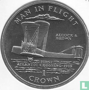 Isle of Man 1 crown 1994 "First Atlantic crossing in 1919" - Image 2
