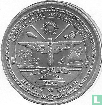 Marshallinseln 5 Dollar 1989 "20th anniversary First Men on the Moon" - Bild 2