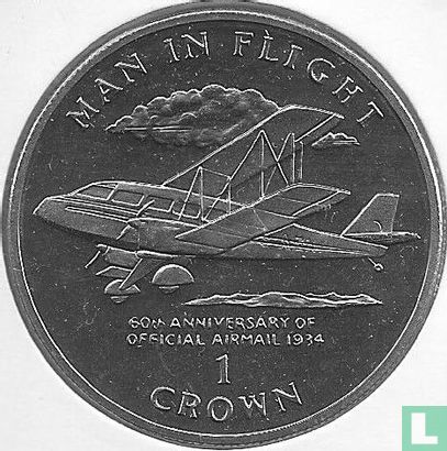 Man 1 crown 1994 "60th anniversary of official airmail" - Afbeelding 2