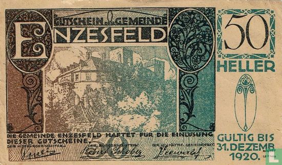 Enzesfeld 50 Heller 1920 - Afbeelding 1