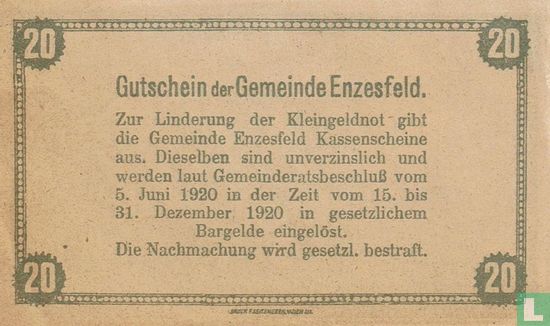 Enzesfeld 20 Heller 1920 - Afbeelding 2