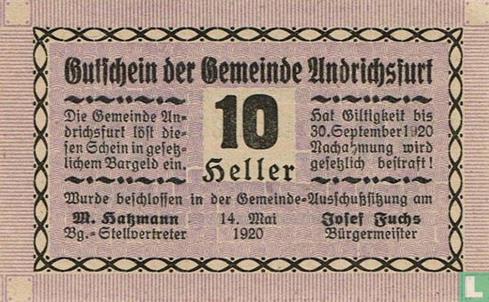 Andrichsfurt 10 Heller 1920 - Afbeelding 1