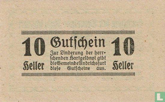 Andrichsfurt 10 Heller 1920 - Afbeelding 2