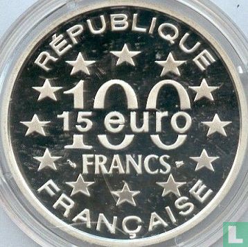 Frankrijk 100 francs / 15 euro 1997 (PROOF) "Tower of Belém in Lisbon" - Afbeelding 2