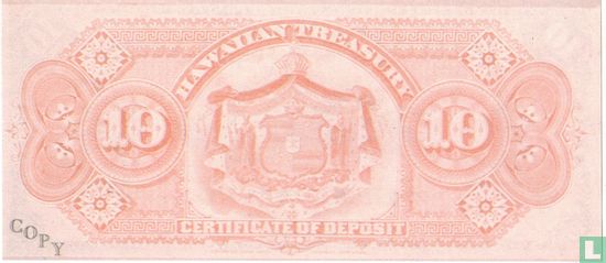 Hawaii 10 Dollars ND (1880) Reproduction - Afbeelding 2