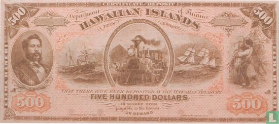 Hawaii 500 Dollars ND (1879) Reproduction  - Image 1