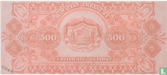 Hawaii 500 Dollars ND (1879) Reproduction  - Image 2