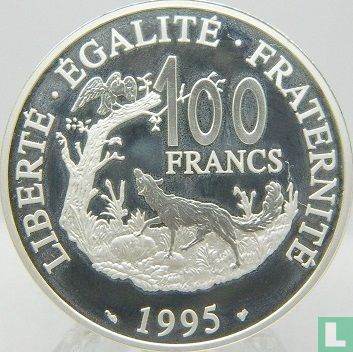 France 100 francs 1995 (PROOF) "300th anniversary of the death of the poet Jean de La Fontaine" - Image 1