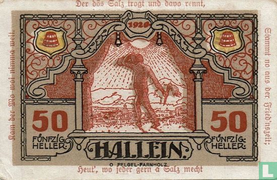 Hallein 50 Heller 1920 (met rood gedrukte spreuk op de rand) - Afbeelding 1