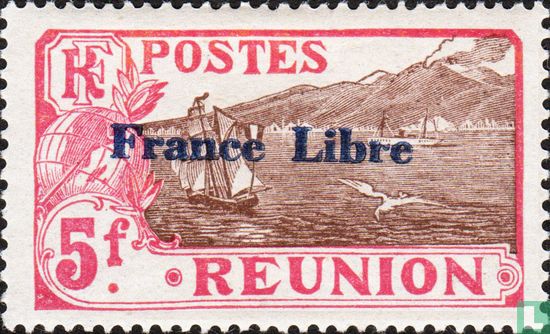 Sainte Rose avec volcan, surchargé "France libre"