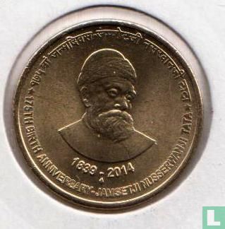 India 5 rupees 2014 (Mumbai) "175th Birth Anniversary of Jamshetji Nusserwanji Tata" - Afbeelding 1