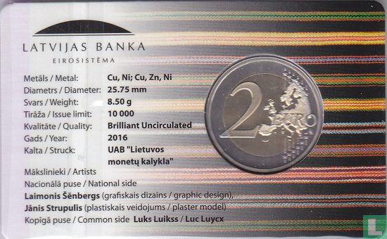 Letland 2 euro 2016 (coincard) "Vidzeme" - Afbeelding 2