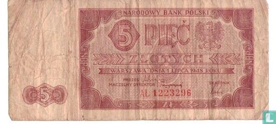 Pologne 5 zloty 1948 - Image 1