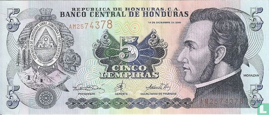 honduras 5 lempiras 2000 - Afbeelding 1