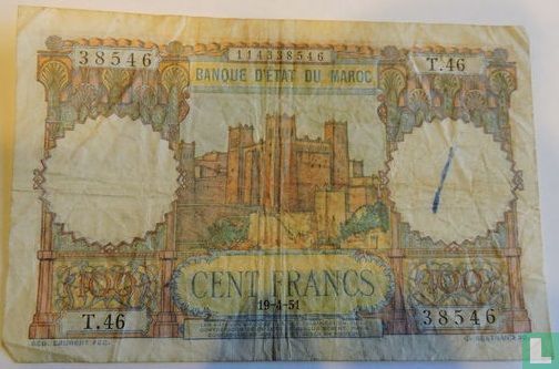 Morocco 100 Francs 1951 - Image 1