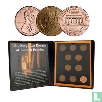 Verenigde Staten combinatie set "1st commemorative 1 cent coin 1950 - 1959" - Afbeelding 2