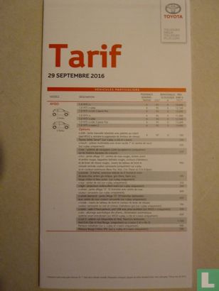 Toyota: Tarif en septembre 2016