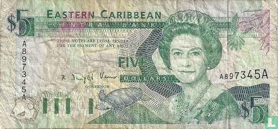 Oost. Caraïben 5 Dollars A (Antigua) - Afbeelding 1