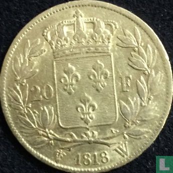 France 20 francs 1818 (W) - Image 1